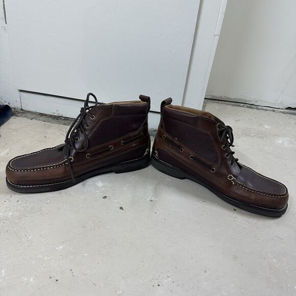 Mens 13 LL Bean Chukka Allagash Bison Boots Brown Leather Moc Toe main image 6